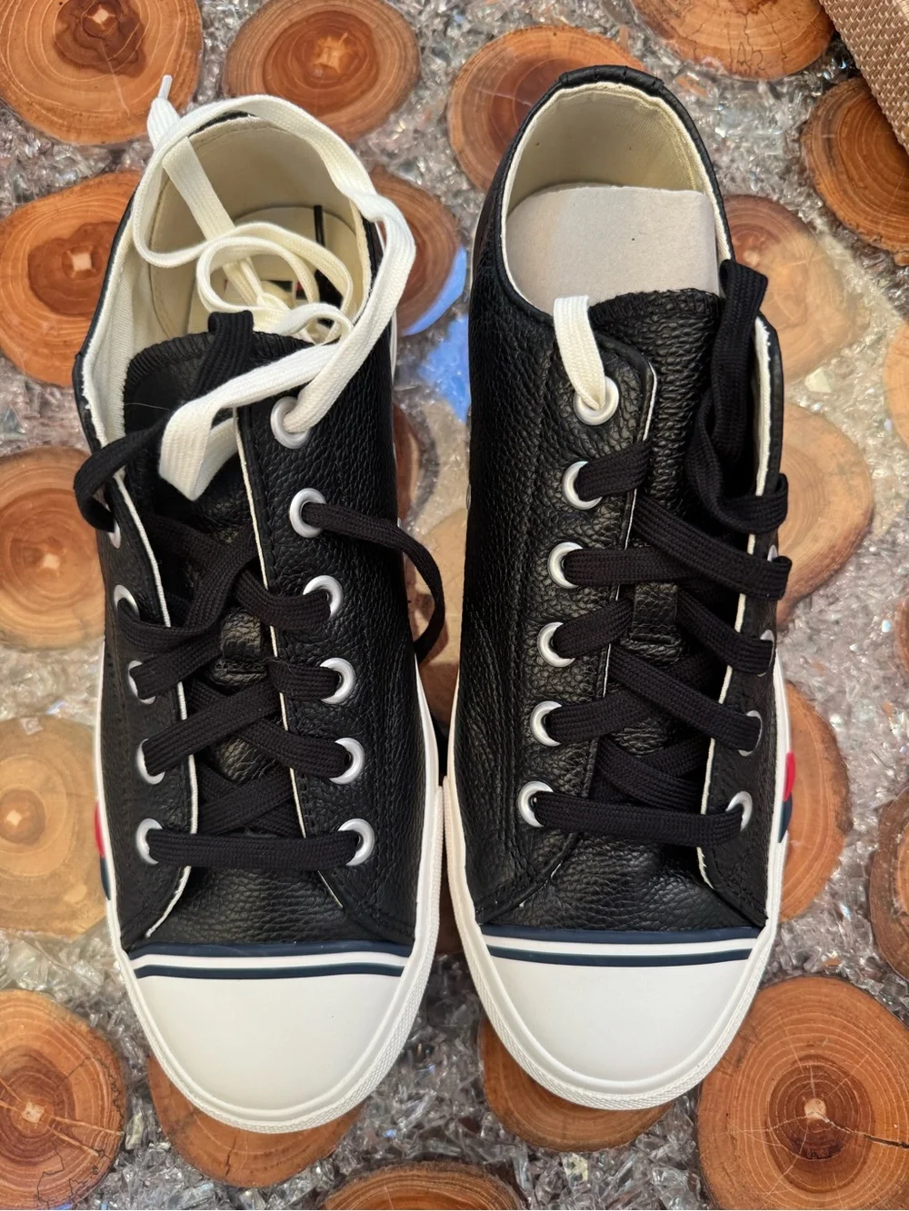 Pro-Keds Men's Black Low-Top Sneakers with Red & Navy Side Detail